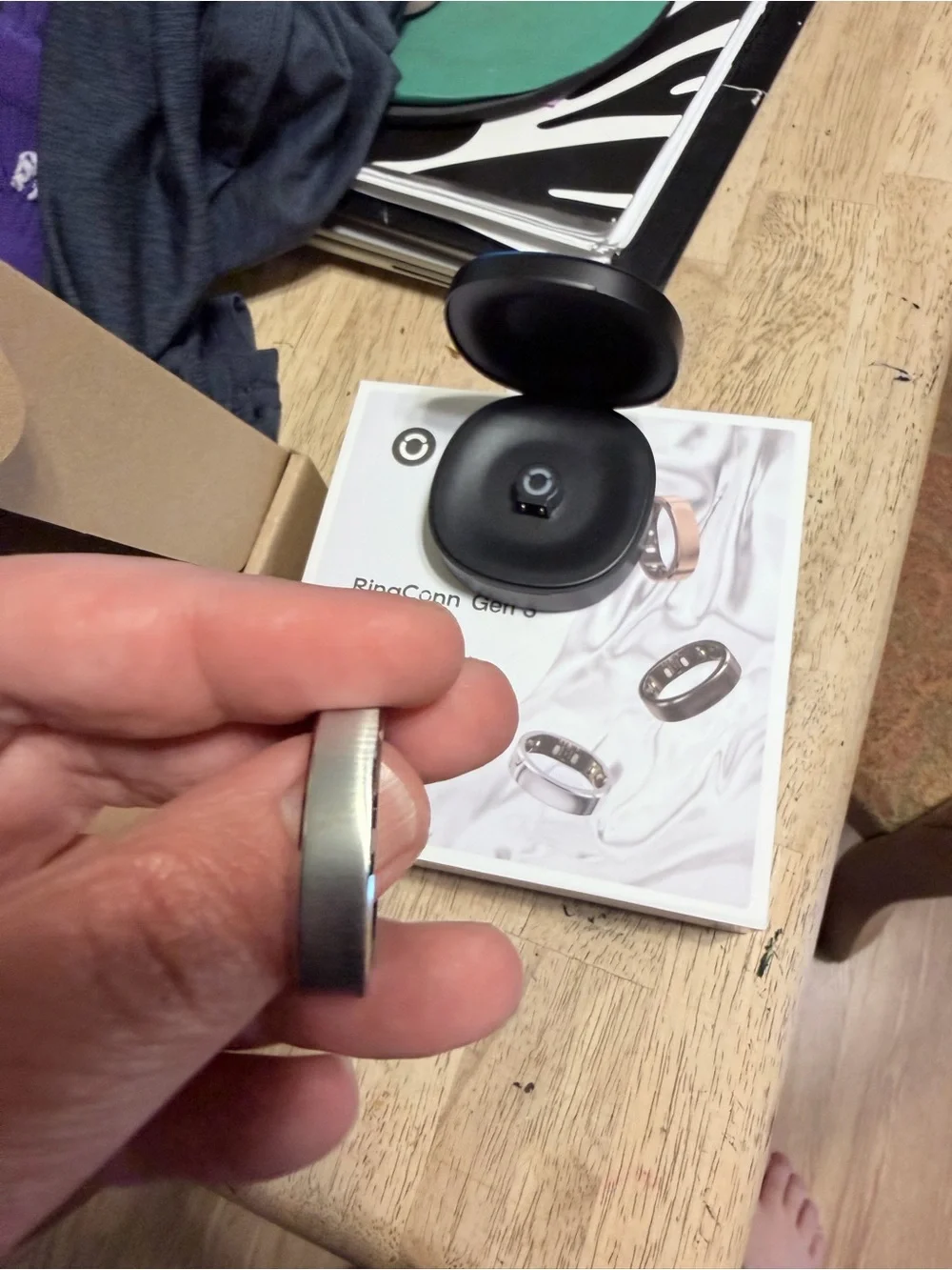 RingConn Gen 3 Brushed silver Smart Ring with Charging Case